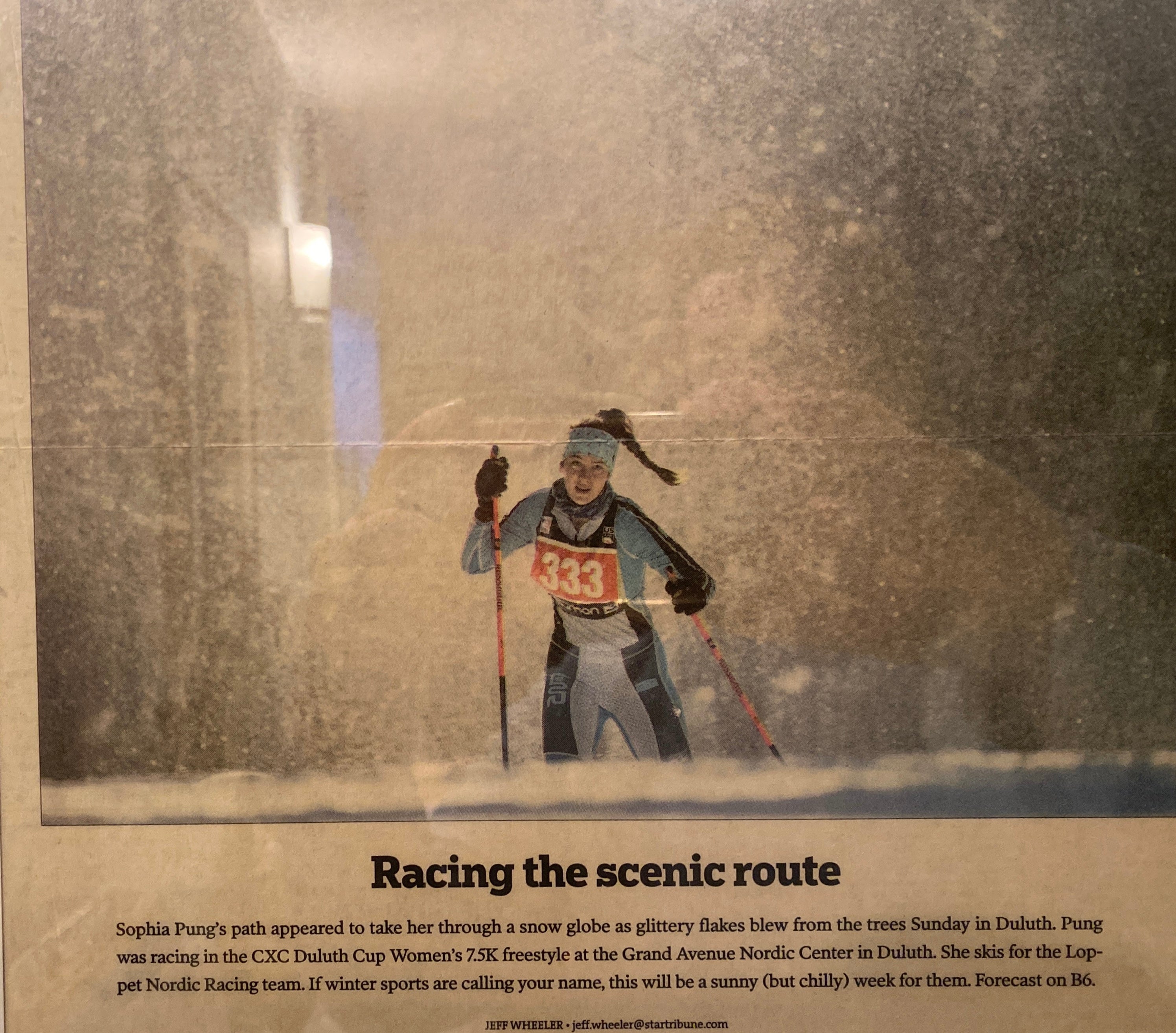 Star Tribune headline with race bib number 333